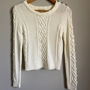 Love by Design Women's Cable Knit Cream Crop Sweater Size Medium